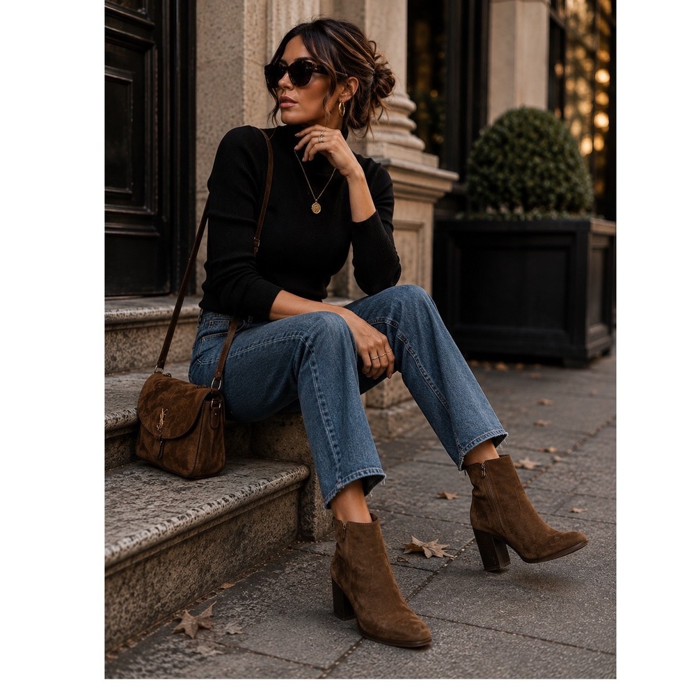 Dolce Vita Stunna Brown Suede Modern Cowgirl Western Ankle Boots Size 10